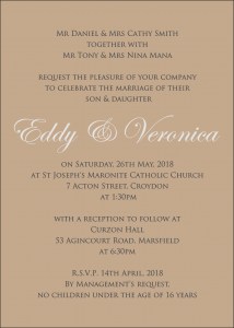 EDDY & VERONICA LUXE INVITATION